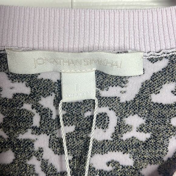 Jonathan Simkhai Animal Print Jacquard Cropped Sweater Lace L NWT - Picture 11 of 16